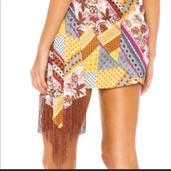 House of Harlow 1960 x Revolve Caterina Skirt in Patchwork Multi NWT - Picture 5 of 10